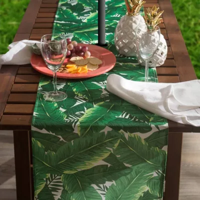 Design Imports Banana Leaf Outdoor  With Zipper Table Runner