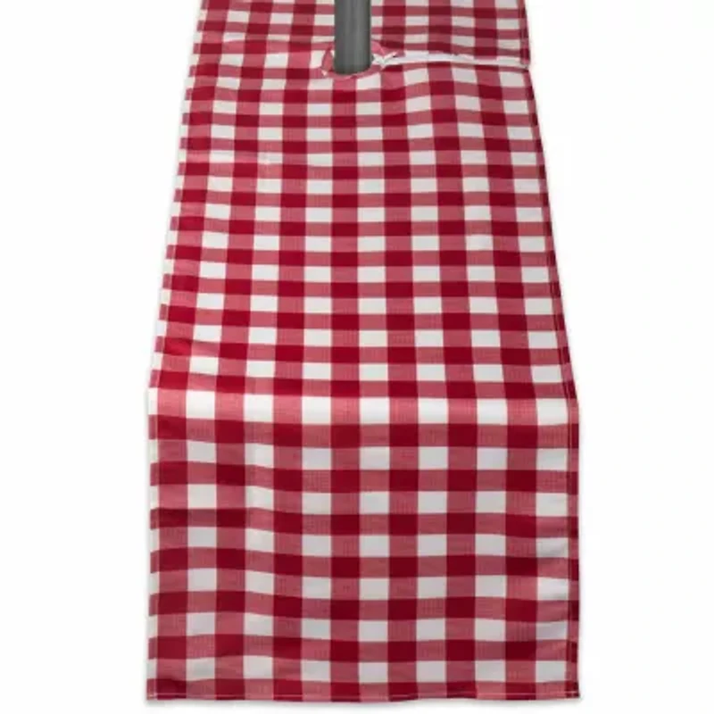 Design Imports Red Check Outdoor With Zipper Table Runner