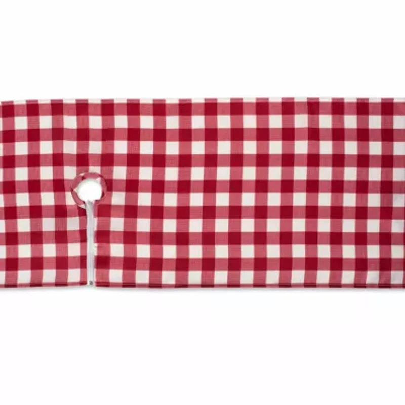 Design Imports Red Check Outdoor  With Zipper Table Runner