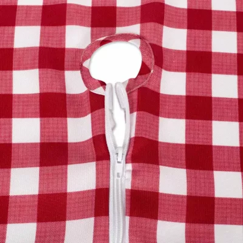 Design Imports Red Check Outdoor  With Zipper Table Runner