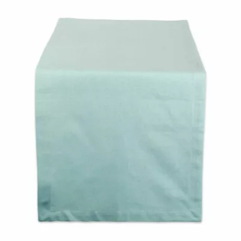 Design Imports Aqua Solid Chambray Table Runner