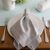 Design Imports Aqua Solid Chambray Table Runner