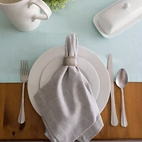 Design Imports Aqua Solid Chambray Table Runner