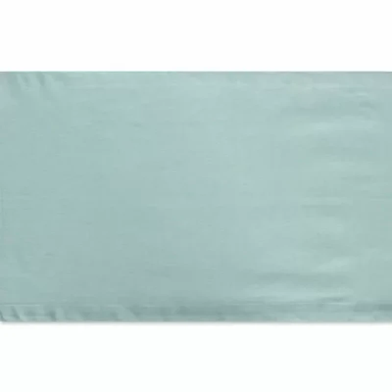 Design Imports Aqua Solid Chambray Table Runner