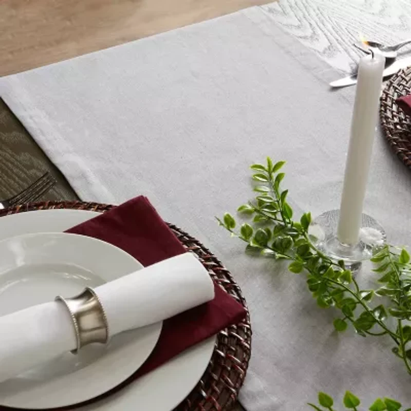 Design Imports Gray Solid Chambray Table Runner