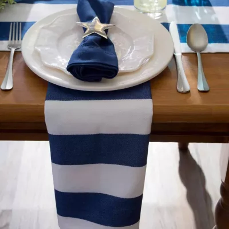 Design Imports Nautical Blue Cabana Stripe Outdoor Table Runner
