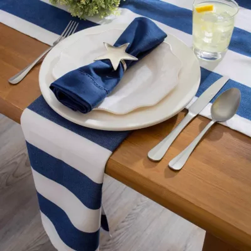 Design Imports Nautical Blue Cabana Stripe Outdoor Table Runner