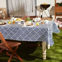 Design Imports Navy Grid Vinyl Tablecloth