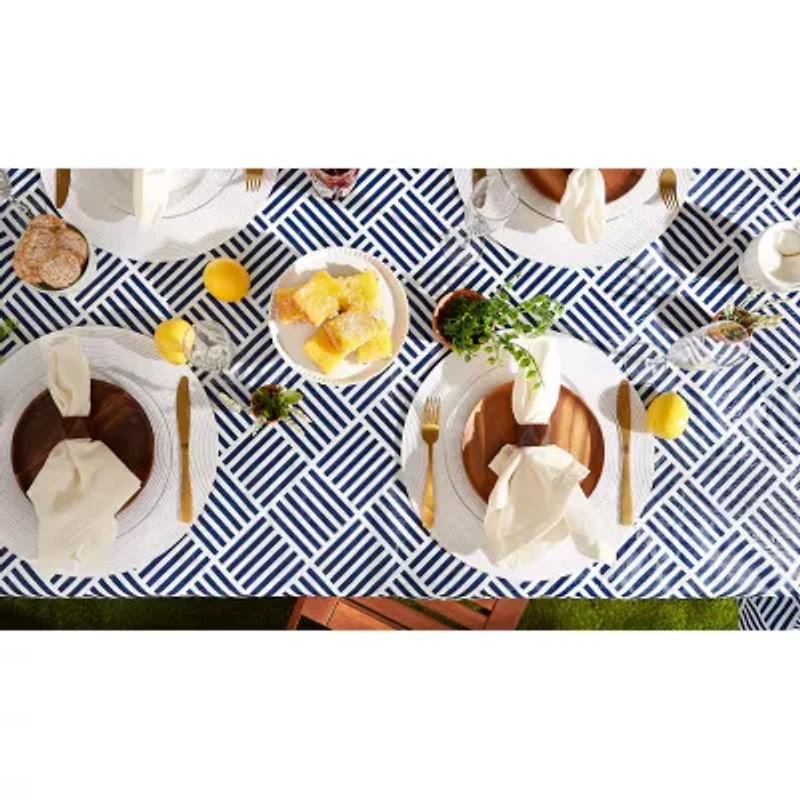 Design Imports Navy Grid Vinyl Tablecloth