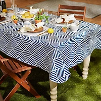 Design Imports Navy Grid Vinyl Tablecloth