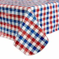 Design Imports Red  White and Blue Check Vinyl Tablecloth