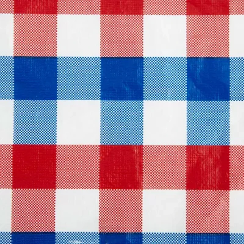 Design Imports Red  White and Blue Check Vinyl Tablecloth
