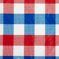 Design Imports Red  White and Blue Check Vinyl Tablecloth