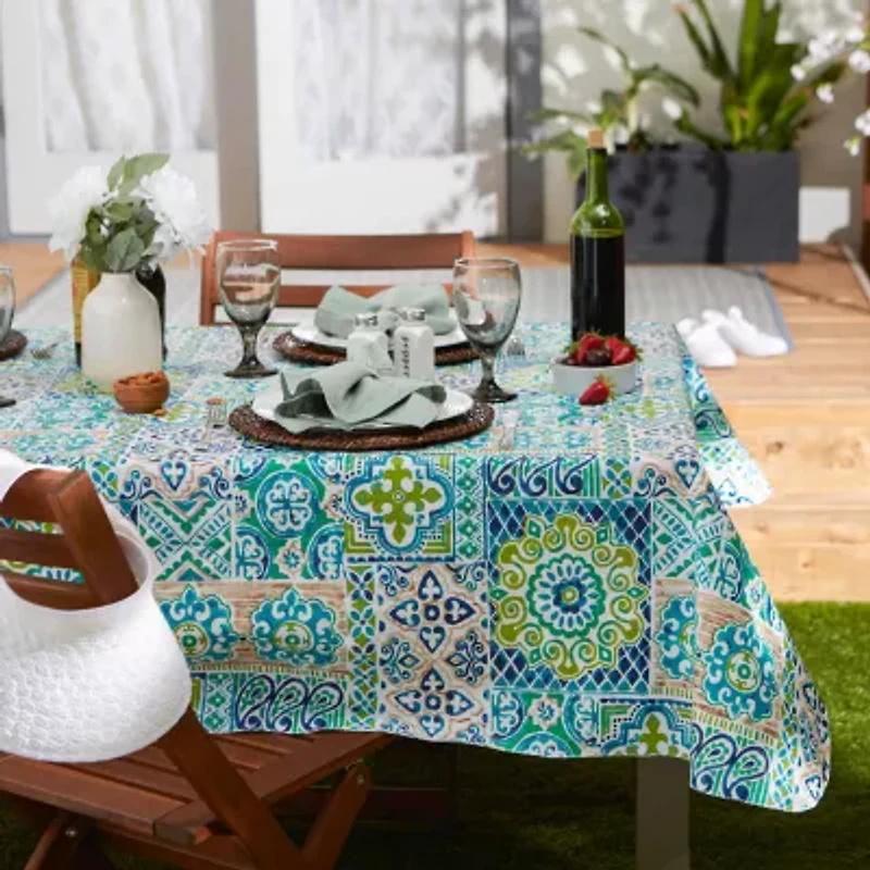 Design Imports Spanish Tile Vinyl Tablecloths