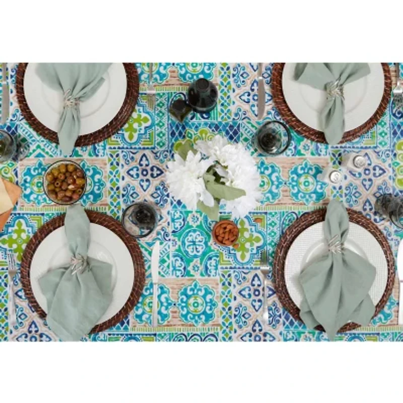Design Imports Spanish Tile Vinyl Tablecloths