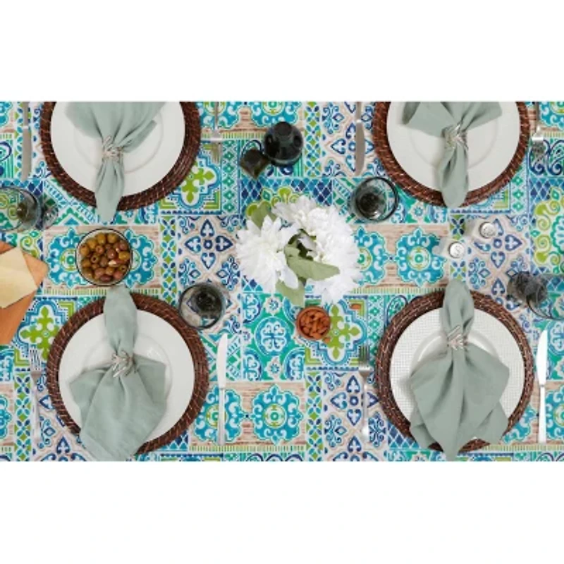 Design Imports Spanish Tile Vinyl Tablecloths