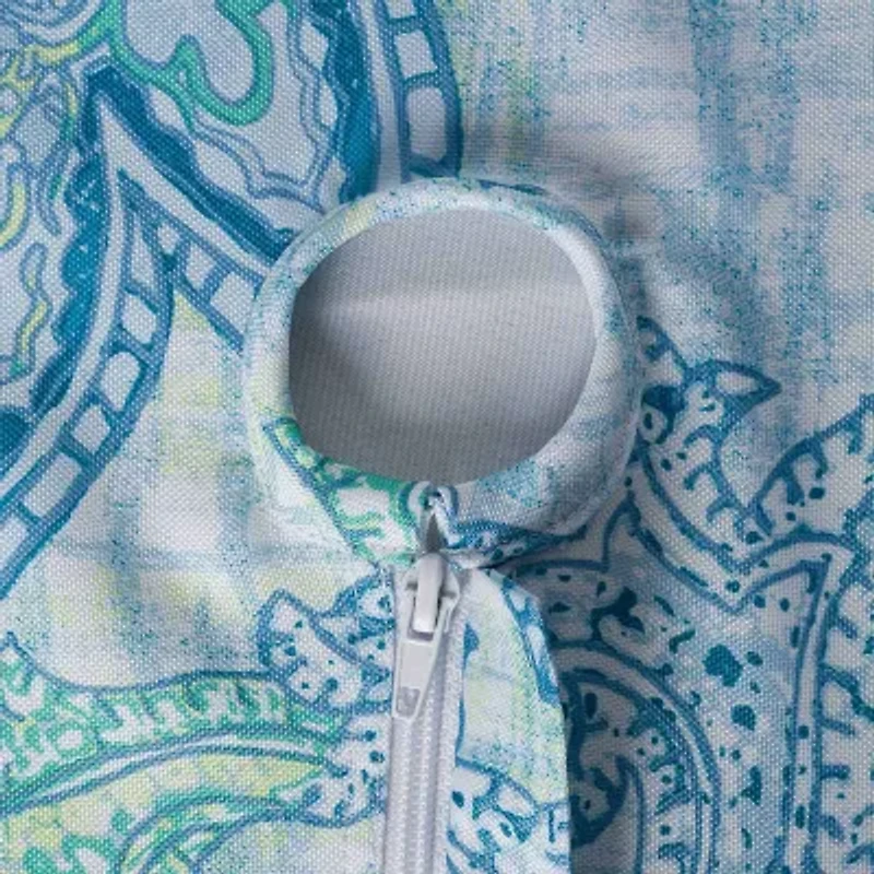 Design Imports Blue Watercolor Paisley Print Outdoor With Zipper Tablecloth