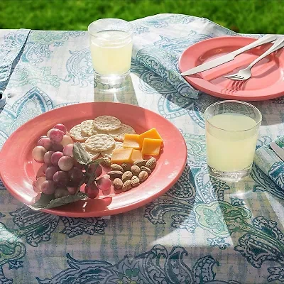 Design Imports Blue Watercolor Paisley Print Outdoor With Zipper Tablecloth