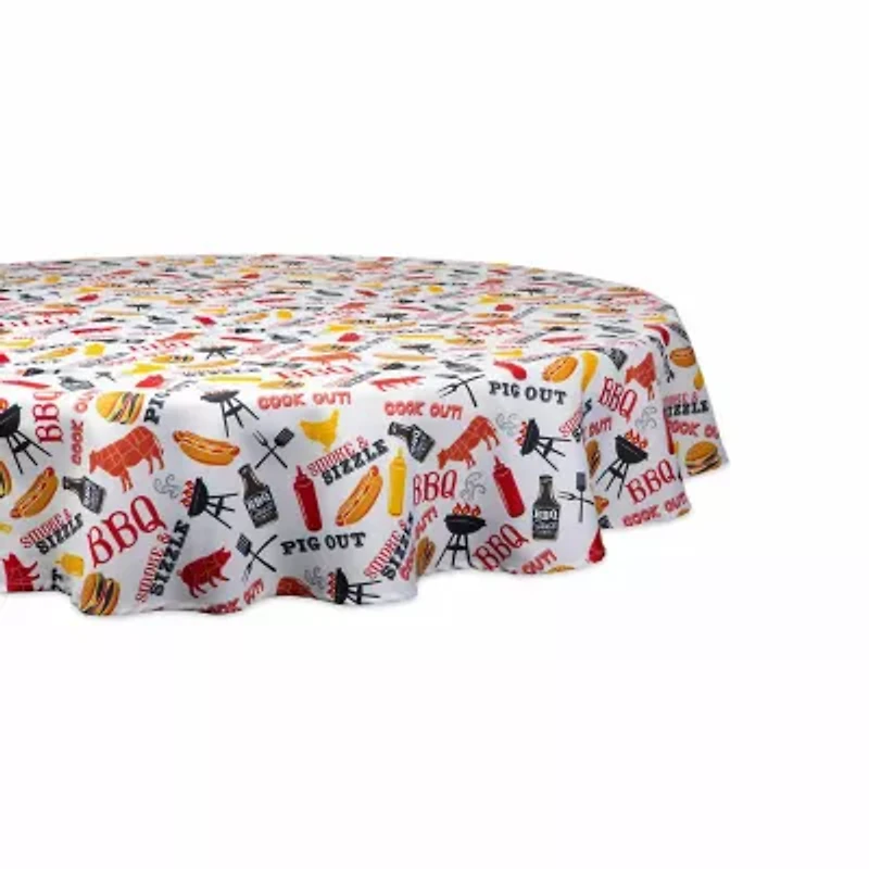 Design Imports Bbq Fun Print Outdoor  With Zipper Tablecloth