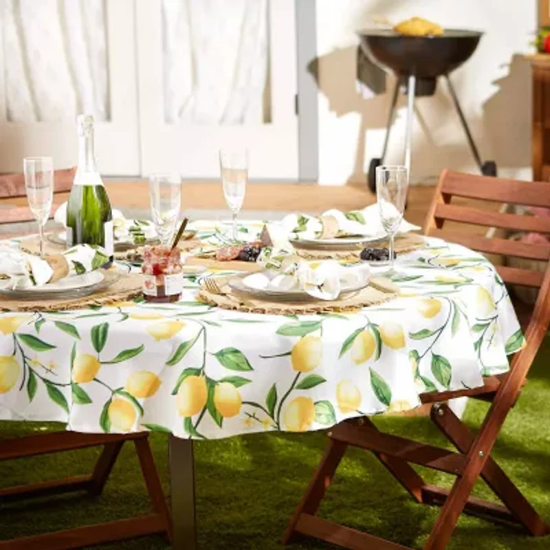 Design Imports Lemon Bliss Print Outdoor Tablecloth