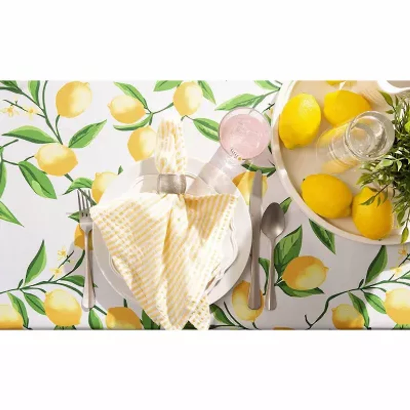 Design Imports Lemon Bliss Print Outdoor Tablecloth