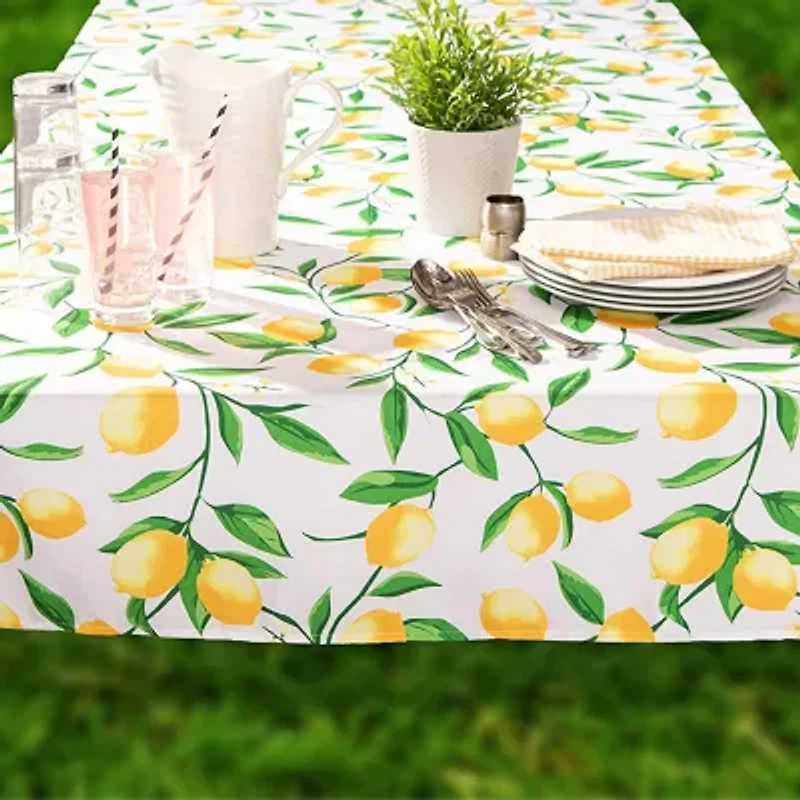 Design Imports Lemon Bliss Print Outdoor Tablecloth