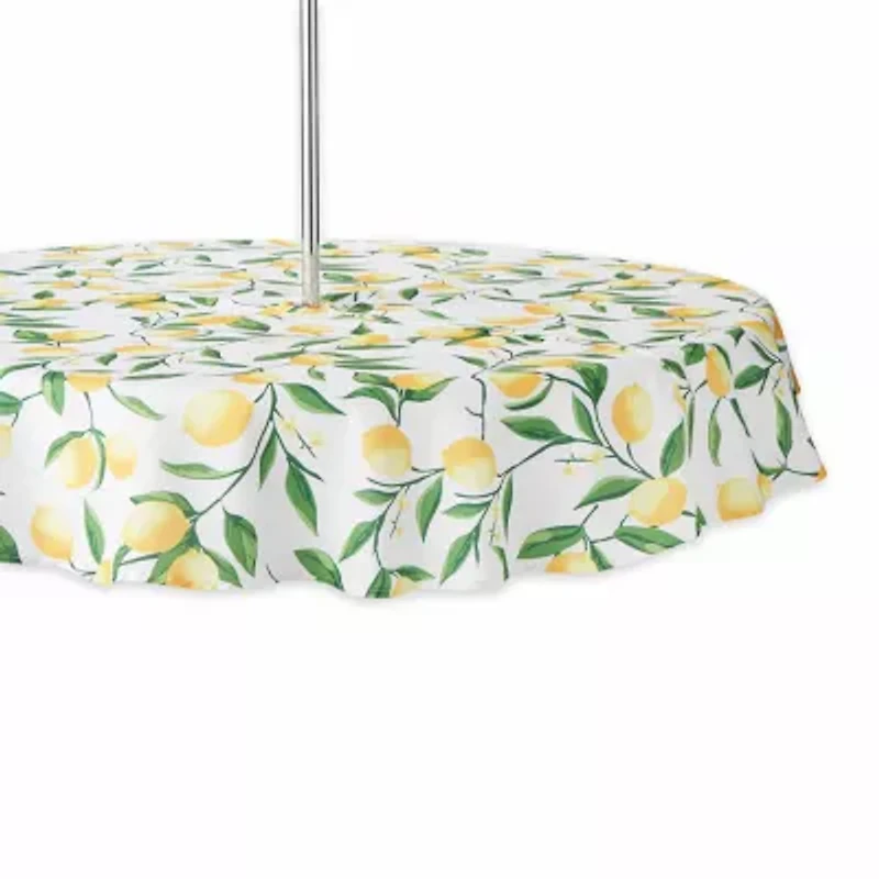 Design Imports Lemon Bliss Print Outdoor With Zipper Tablecloth