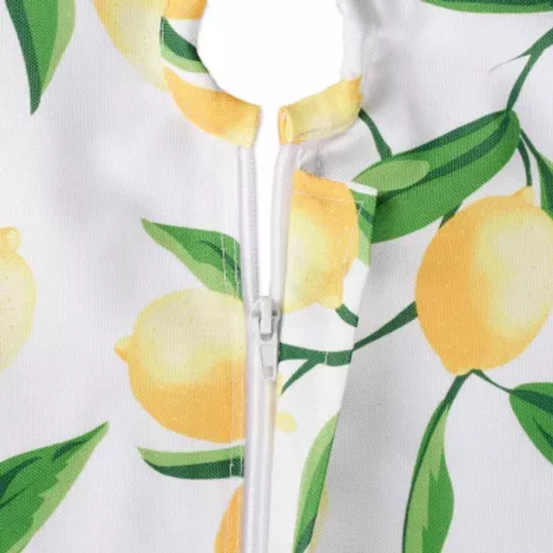Design Imports Lemon Bliss Print Outdoor With Zipper Tablecloth