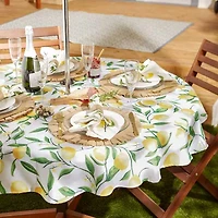 Design Imports Lemon Bliss Print Outdoor With Zipper Tablecloth