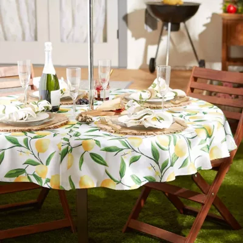 Design Imports Lemon Bliss Print Outdoor With Zipper Tablecloth