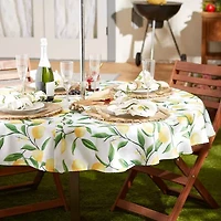 Design Imports Lemon Bliss Print Outdoor With Zipper Tablecloth