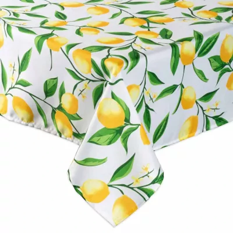 Design Imports Lemon Bliss Print Outdoor With Zipper Tablecloth
