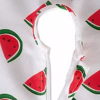 Design Imports Watermelon Print Outdoor  With Zipper Tablecloth