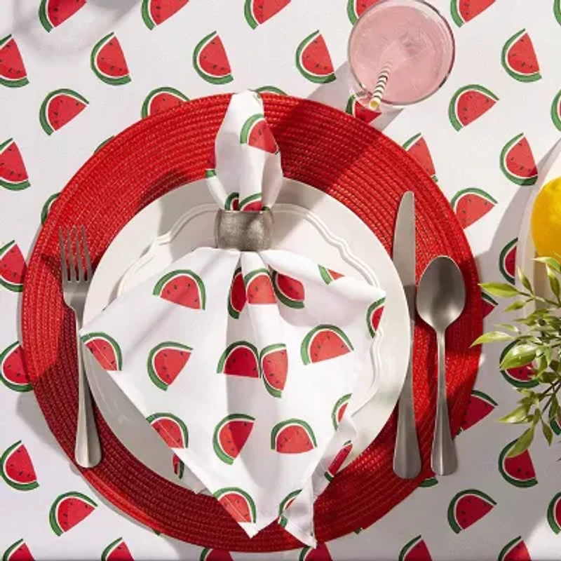 Design Imports Watermelon Print Outdoor  With Zipper Tablecloth