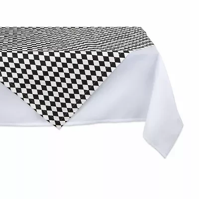 Design Imports Black And Cream Harlequin Print Table Topper Tablecloth
