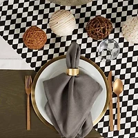 Design Imports Black And Cream Harlequin Print Table Topper Tablecloth