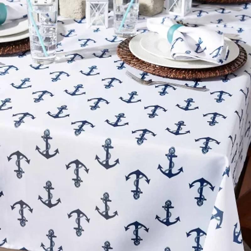 Design Imports Anchors Print Outdoor Tablecloth