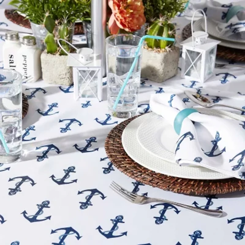 Design Imports Anchors Print Outdoor Tablecloth