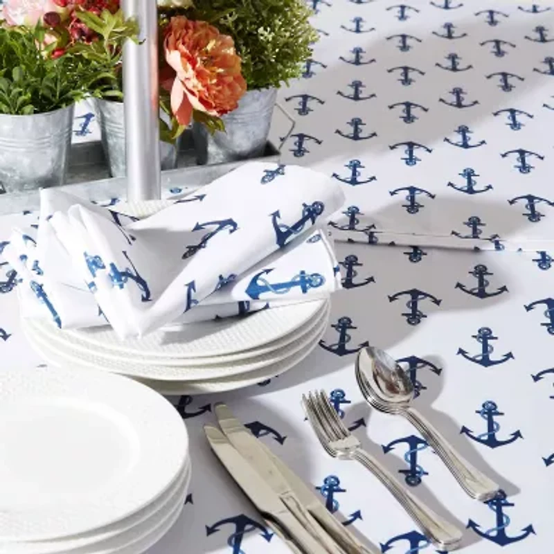 Design Imports Anchors Print Outdoor Tablecloth