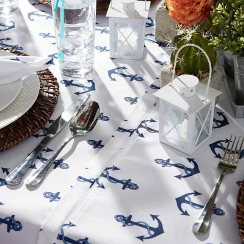 Design Imports Anchors Print Outdoor Tablecloth