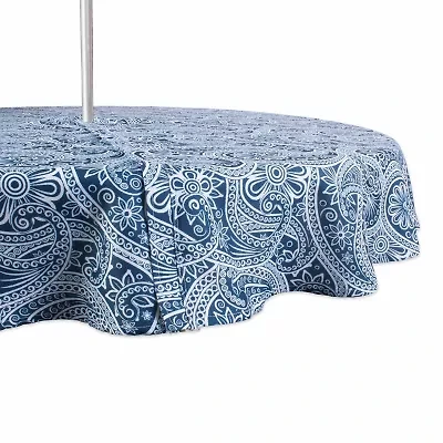 Design Imports Blue Paisley Print Outdoor Tablecloth
