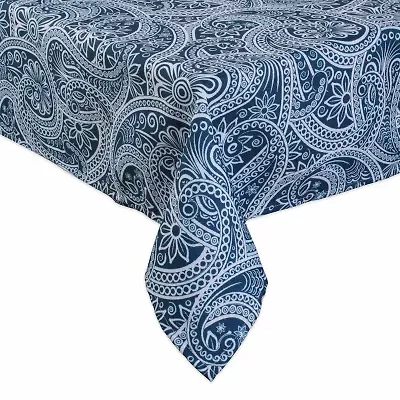 Design Imports Blue Paisley Print Outdoor Tablecloth