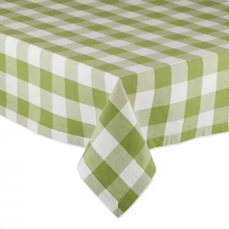Design Imports Antique Green Buffalo Check Tablecloth