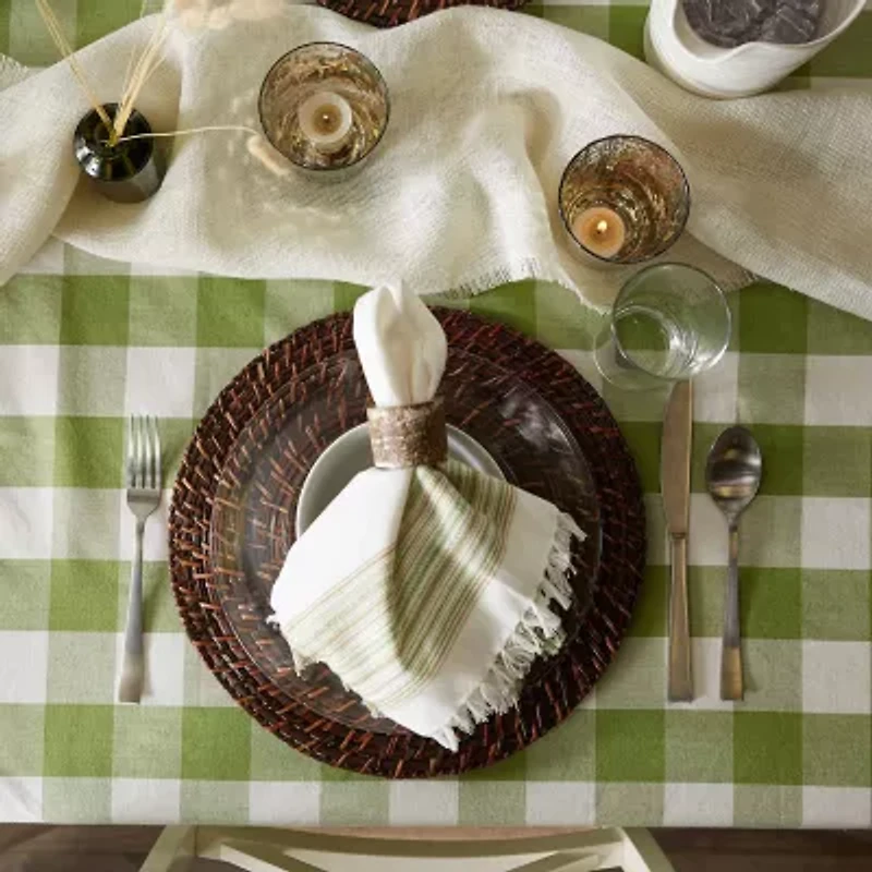 Design Imports Antique Green Buffalo Check Tablecloth