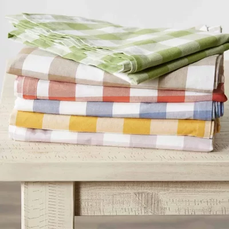 Design Imports Antique Green Buffalo Check Tablecloth