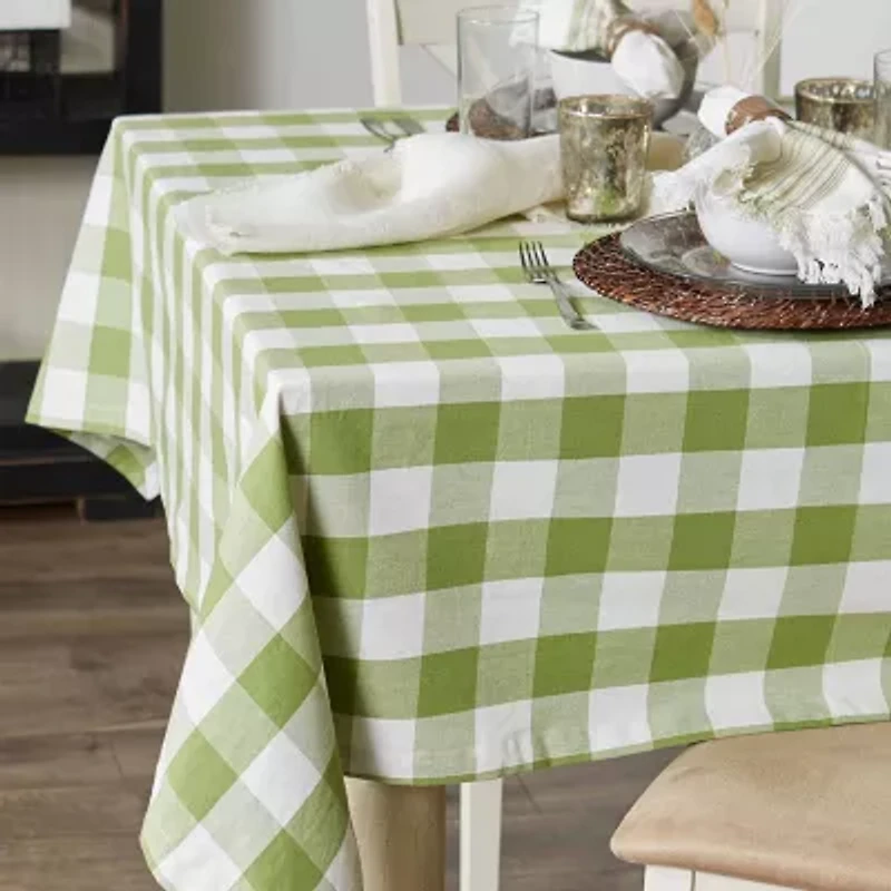 Design Imports Antique Green Buffalo Check Tablecloth