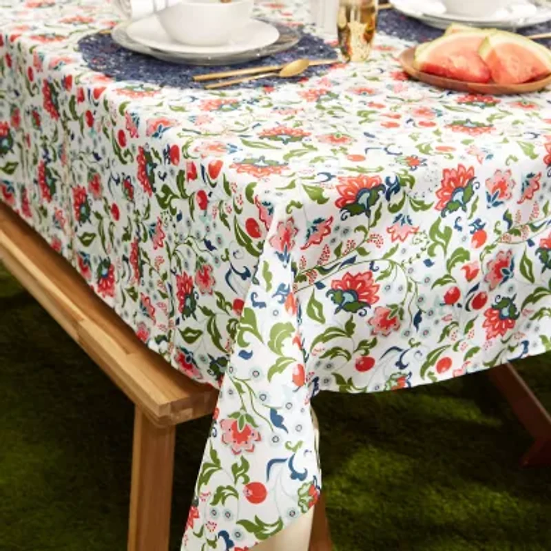 Design Imports Garden Floral Print Outdoor Tablecloth