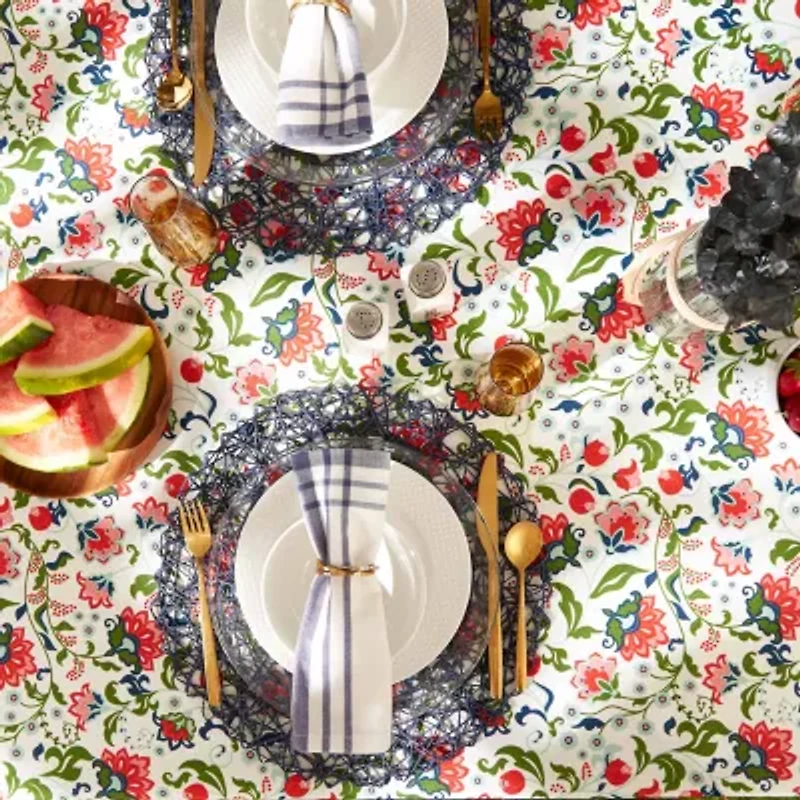 Design Imports Garden Floral Print Outdoor Tablecloth