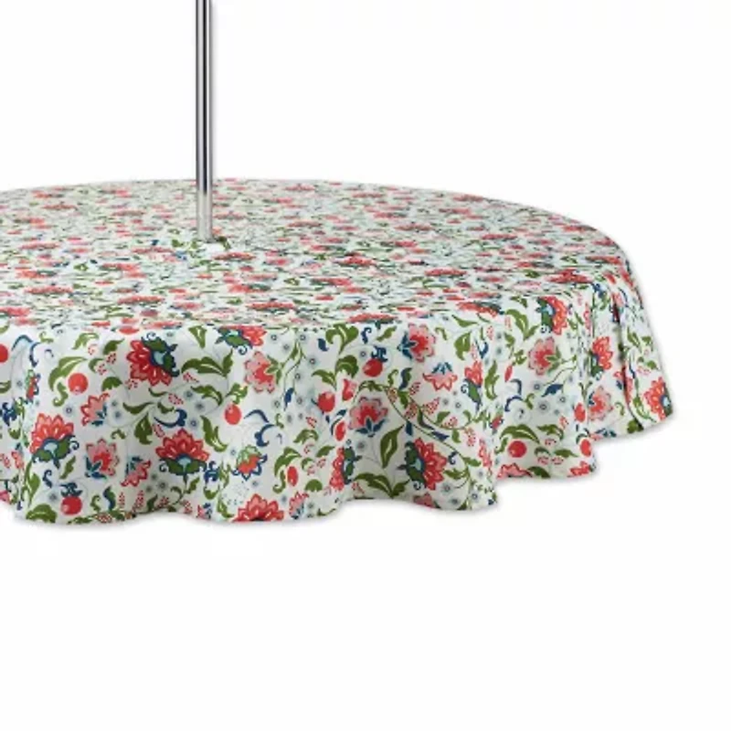 Design Imports Garden Floral Print Outdoor With Zipper Tablecloth