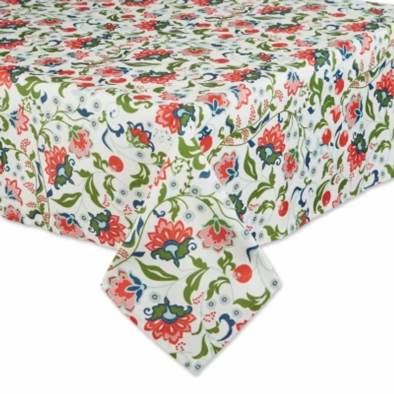 Design Imports Garden Floral Print Outdoor  With Zipper Tablecloth